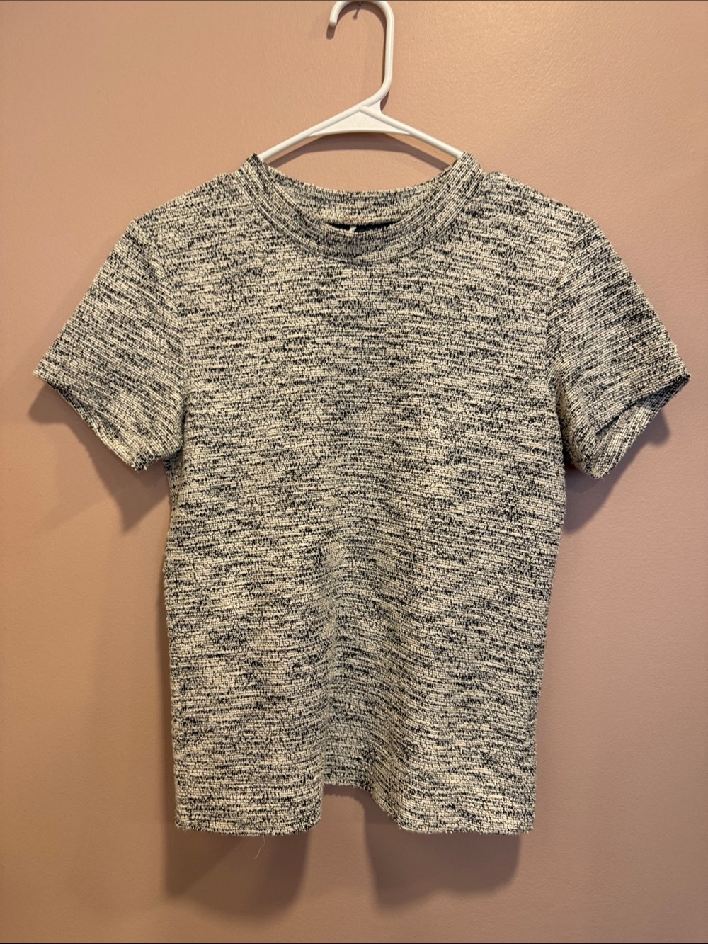 Free People Black & White Marled Short Sleeve Knit Tee